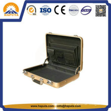 Middle Golden Aluminum Attache Case with Pockets (HL-5205)